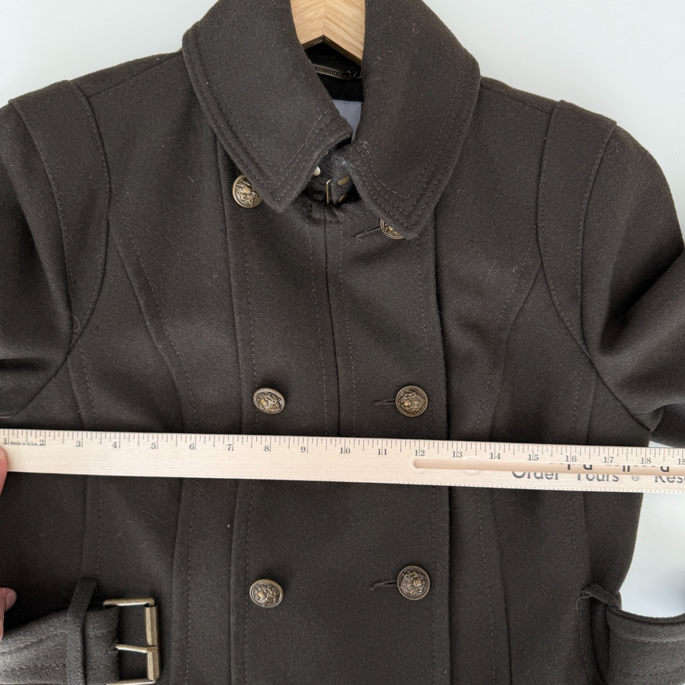 Vintage Worthington Wool Blend Coat Womens Small Green Military Double Breasted - Picture 9 of 14
